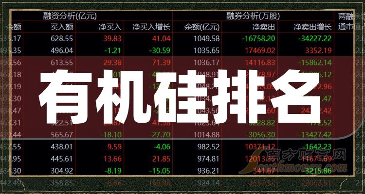 有机硅排行榜-TOP10有机硅股票净利率排名(2023第三季度)